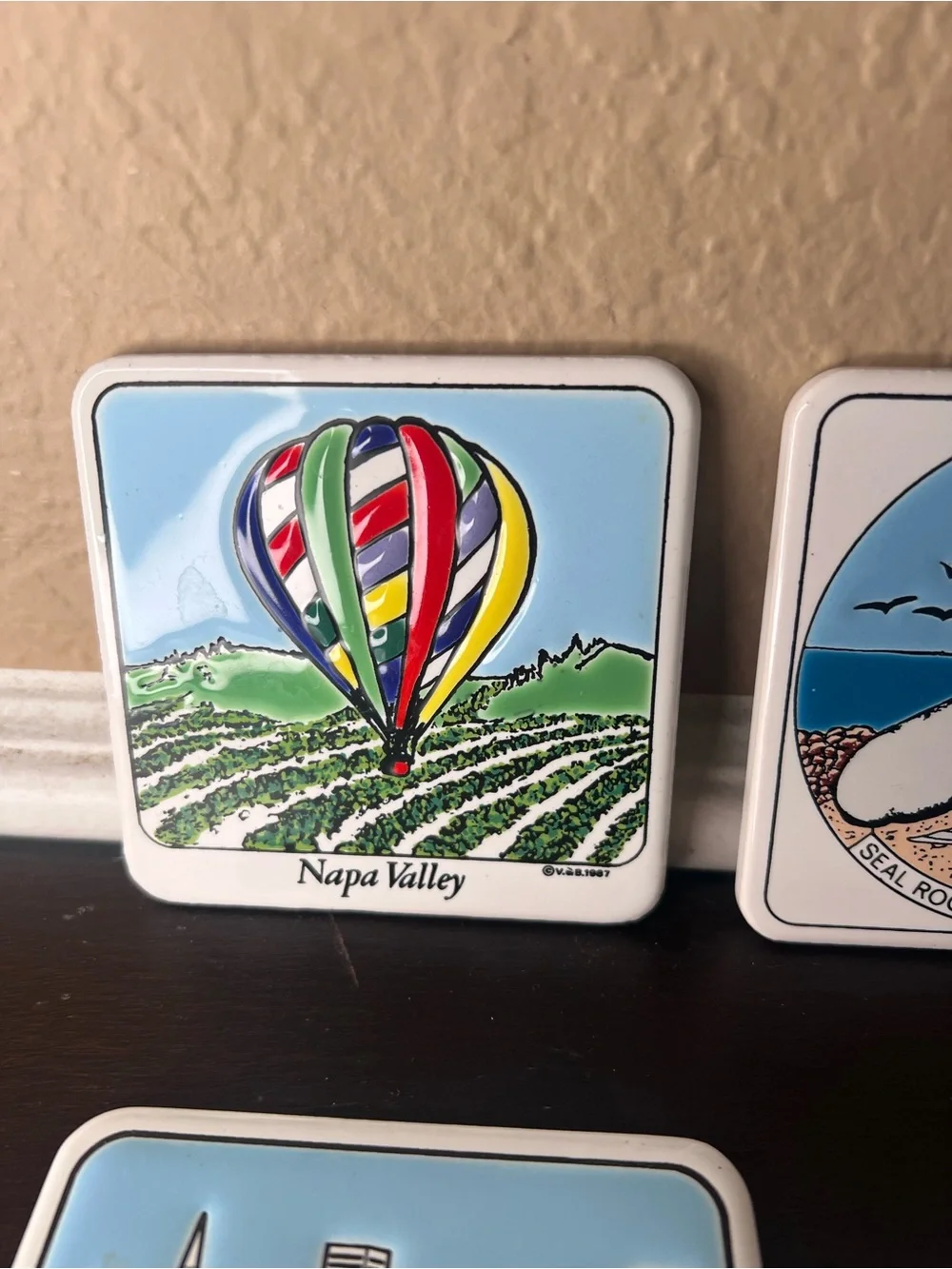 Vintage 1980s San Francisco Ceramic Coasters, Napa Valley, Alcatraz, Seal Rock